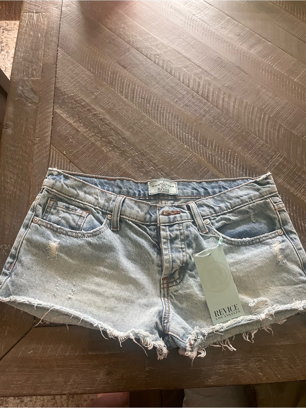 REVICE editors cut denim shorts